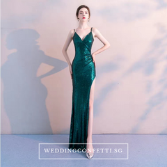The Soleil Blue/Wine Red/Green Sleeveless Sequined Dress