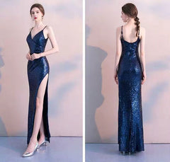 The Soleil Blue/Wine Red/Green Sleeveless Sequined Dress