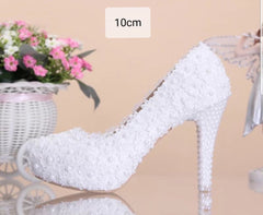 The Lora Wedding Bridal White Heels/Flats
