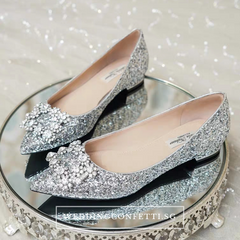 The Pentunia Wedding Bridal Crystal Flats (Available in 2 colours)