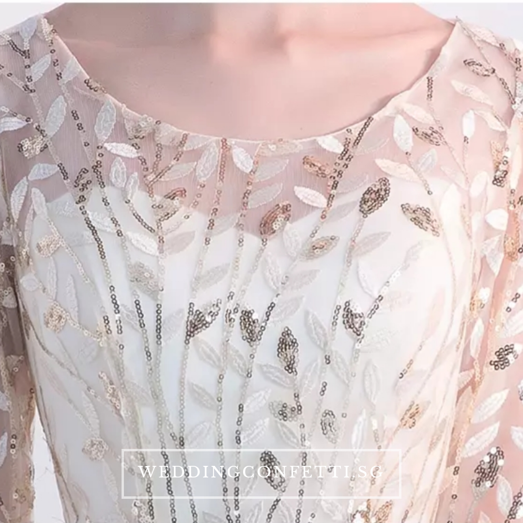 The Vachel Pink / Champagne / Navy Blue Sequined Lace Gown