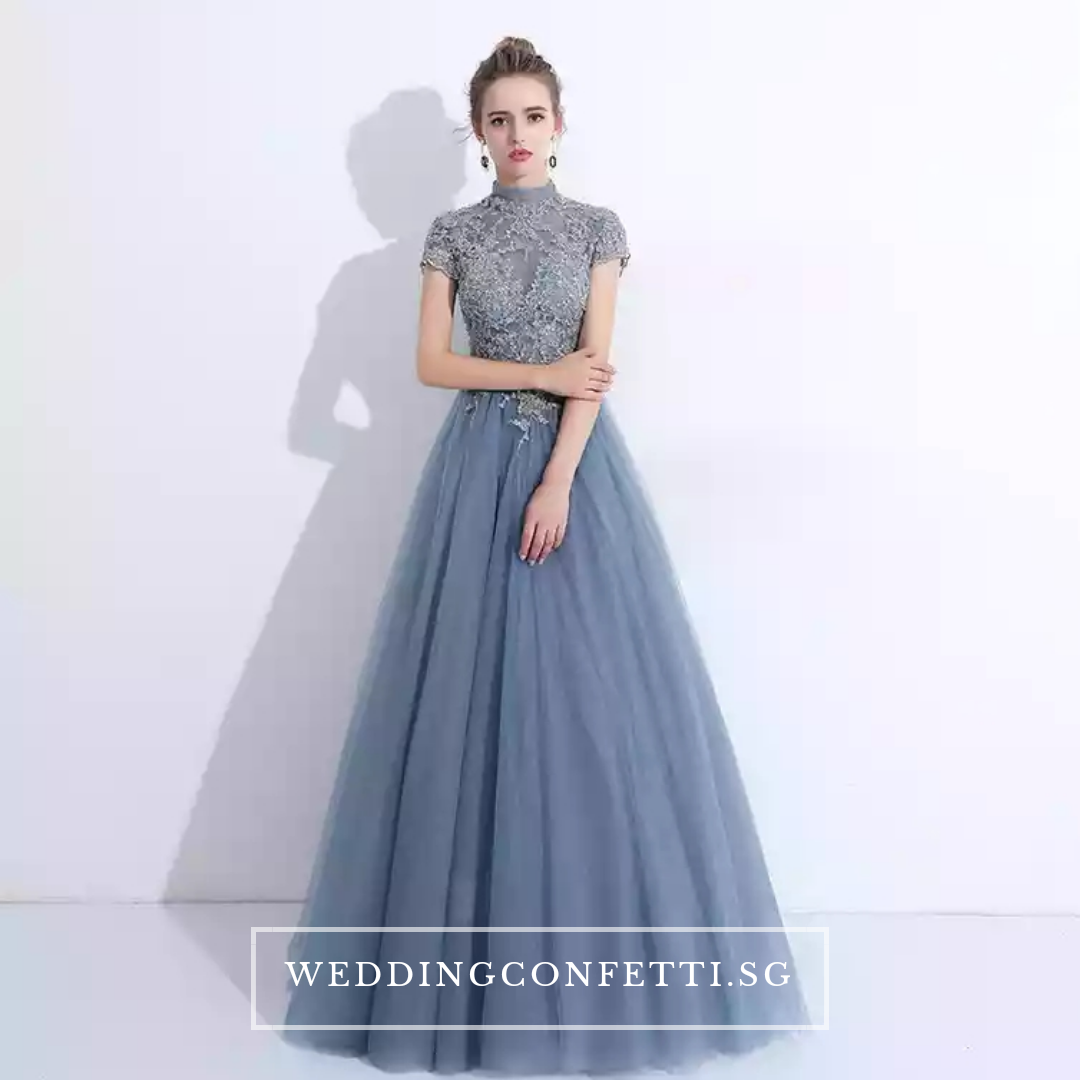 The Ariana Champagne / Blue / Red Tulle Lace Gown (Available in 3 Colours)