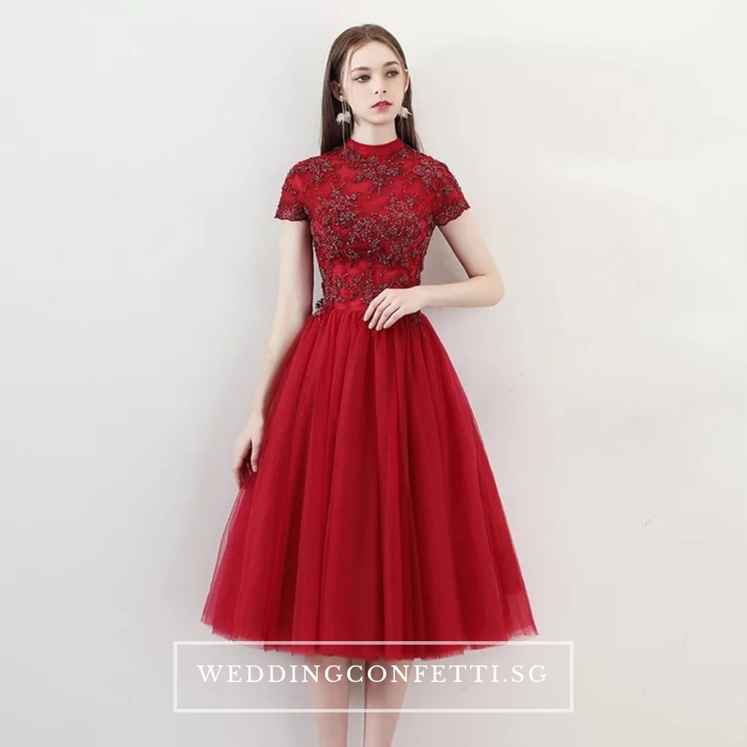 The Ariana Champagne / Blue / Red Tulle Lace Gown (Available in 3 Colours)