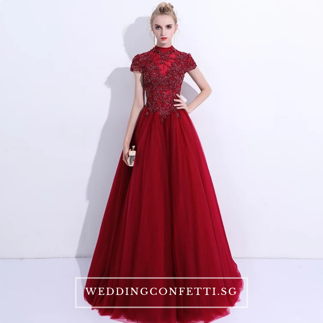 The Ariana Champagne / Blue / Red Tulle Lace Gown (Available in 3 Colours)