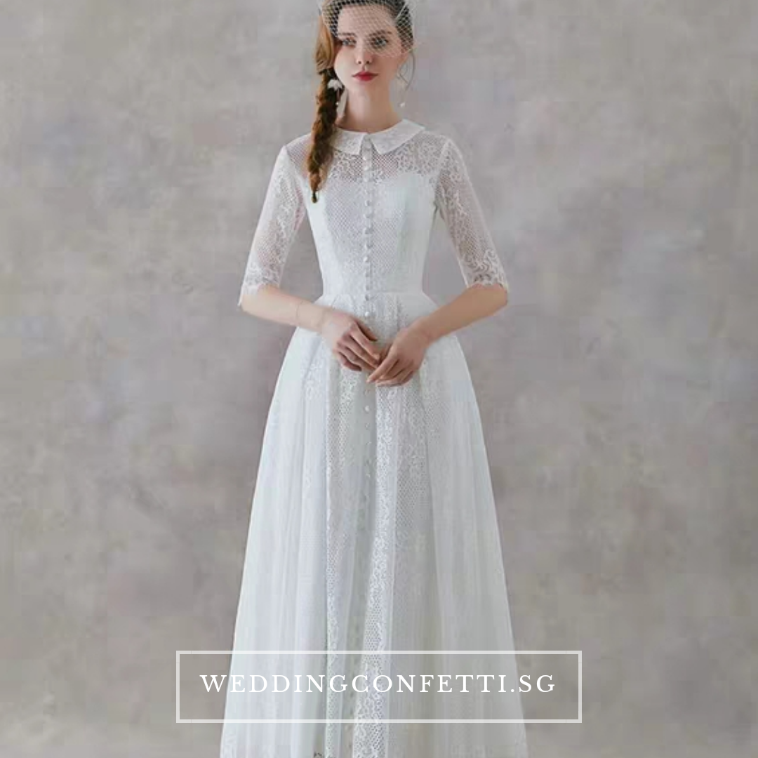 The Raquelle Wedding Bridal Mandarin Collar Long Sleeves Gown