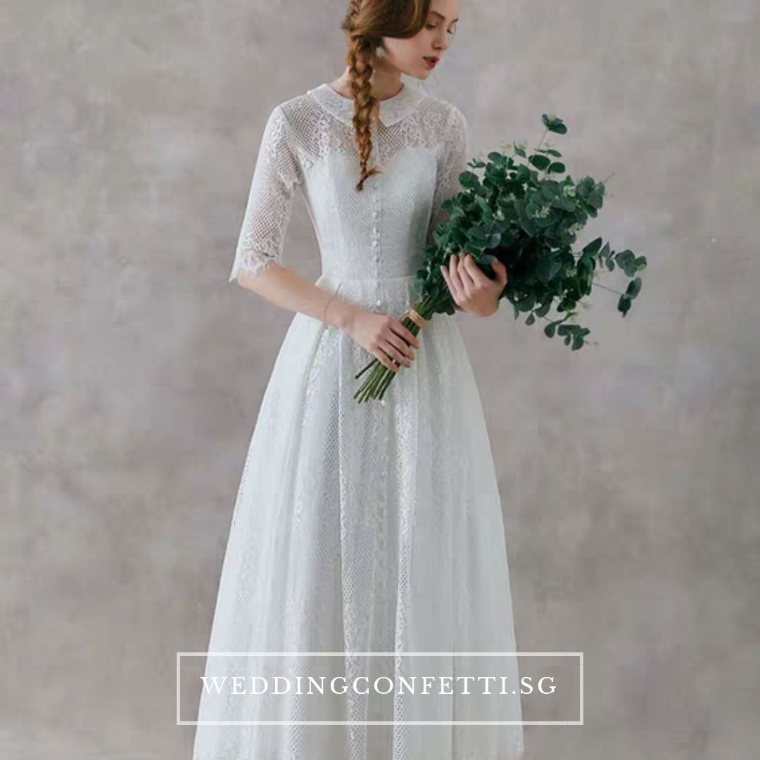 The Raquelle Wedding Bridal Mandarin Collar Long Sleeves Gown