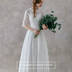 The Raquelle Wedding Bridal Mandarin Collar Long Sleeves Gown