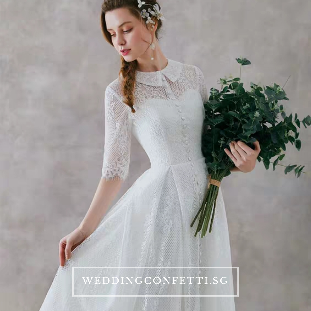 The Raquelle Wedding Bridal Mandarin Collar Long Sleeves Gown