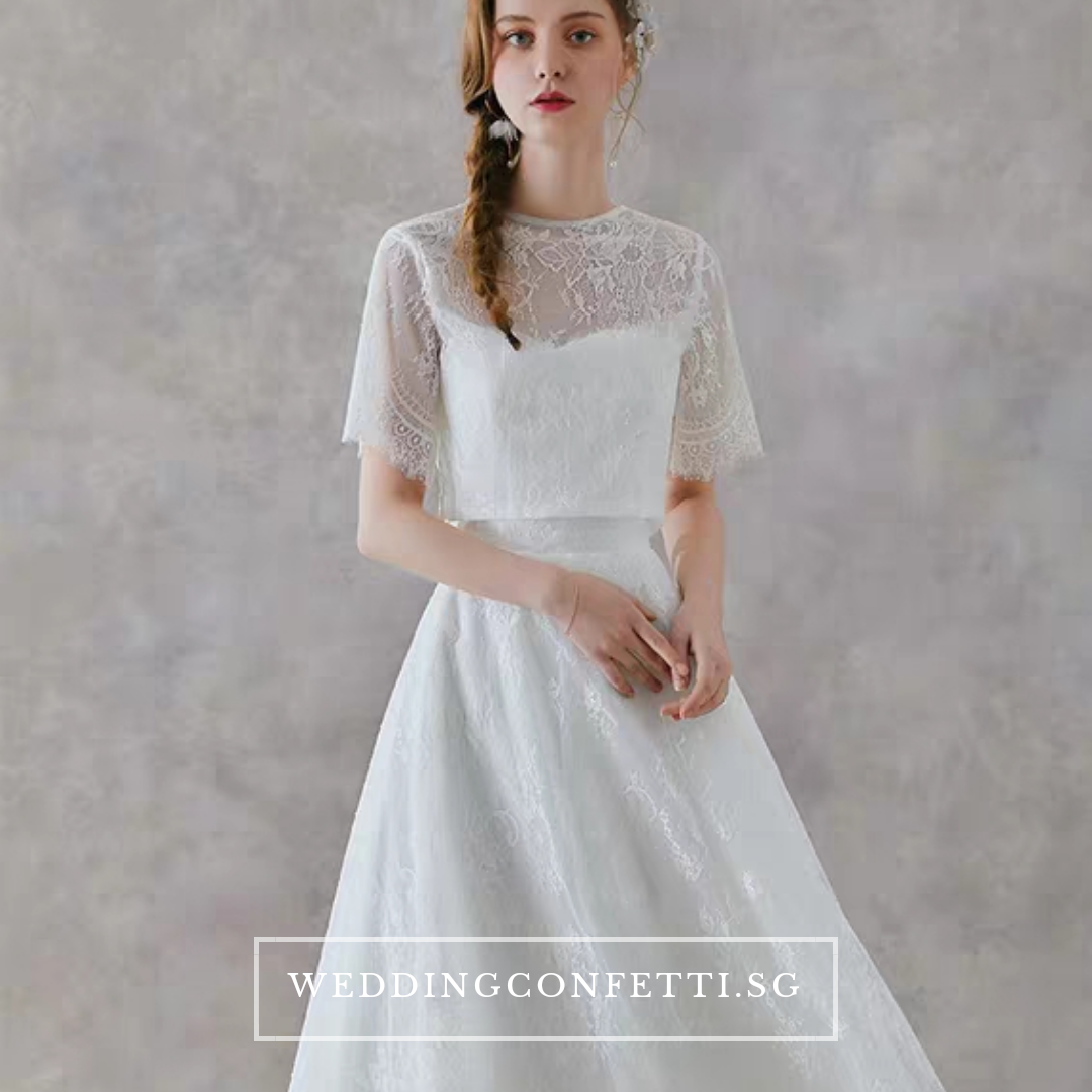 The Rachelle Wedding Bridal White Two Piece Bridal Separates Cropped Top and Skirt