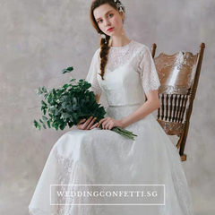The Rachelle Wedding Bridal White Two Piece Bridal Separates Cropped Top and Skirt