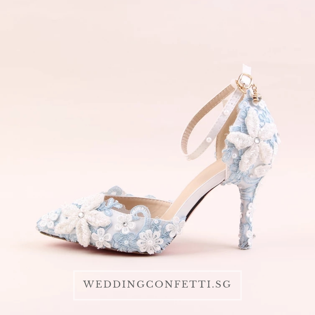 The Lovelle Wedding Bridal Blue Floral Heels