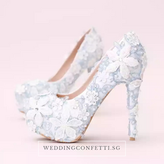 The Cassandra Wedding Bridal Floral Blue Heels