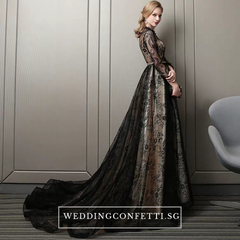 The Rhodella Black Long Sleeves Gown