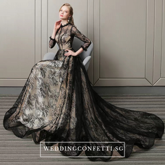 The Rhodella Black Long Sleeves Gown