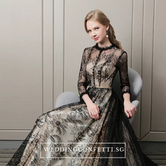 The Rhodella Black Long Sleeves Gown
