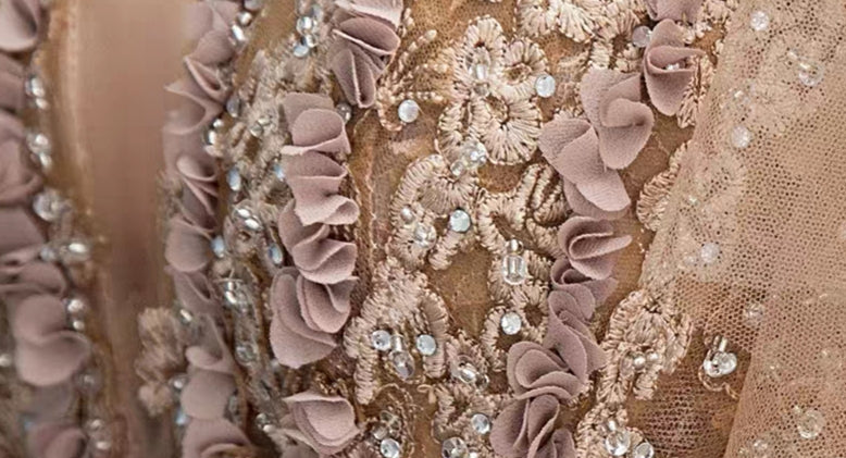 The Charlene Champagne Tulle Gown