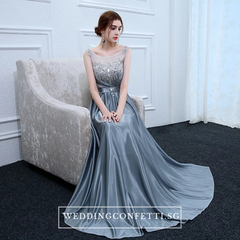The Roxanna Grey Crystals Sleeveless Gown
