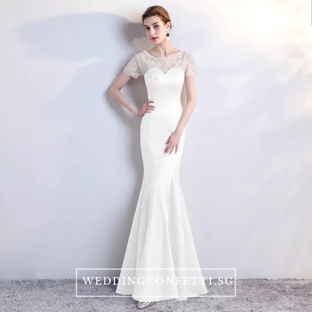 The Lethicia Wedding Bridal Blue / Black / White / Champagne Short Sleeves Gown Dress