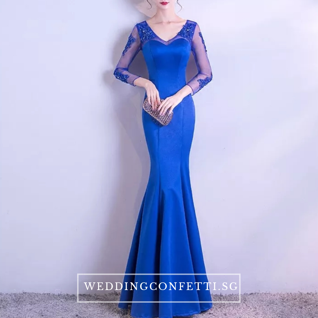 The Lethicia Wedding Bridal Blue / Black / White / Champagne Short Sleeves Gown Dress