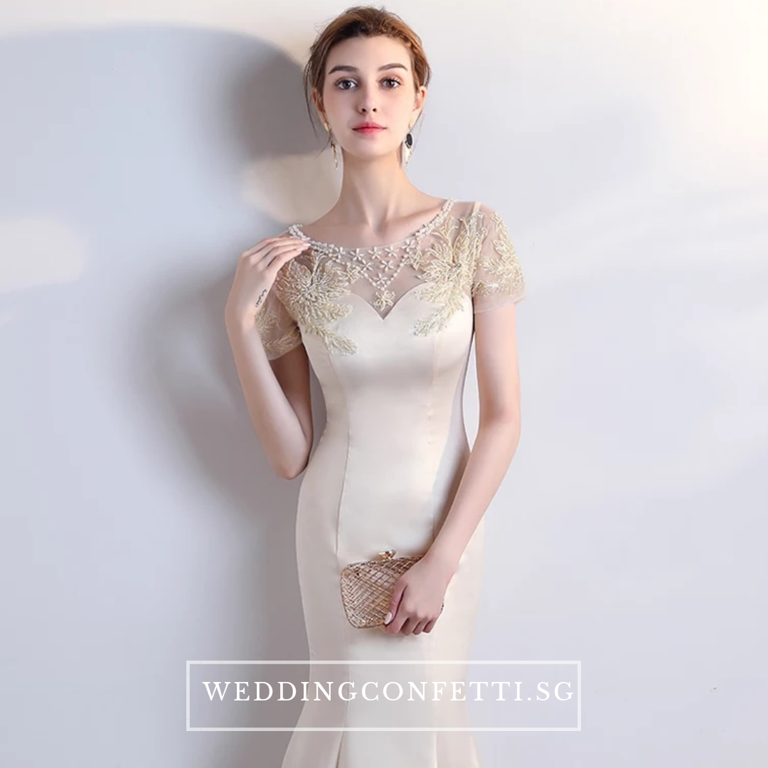The Lethicia Wedding Bridal Blue / Black / White / Champagne Short Sleeves Gown Dress