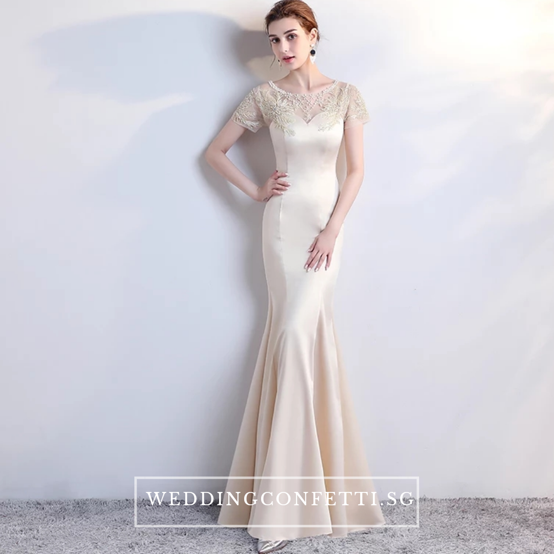 The Lethicia Wedding Bridal Blue / Black / White / Champagne Short Sleeves Gown Dress