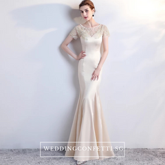 The Lethicia Wedding Bridal Blue / Black / White / Champagne Short Sleeves Gown Dress