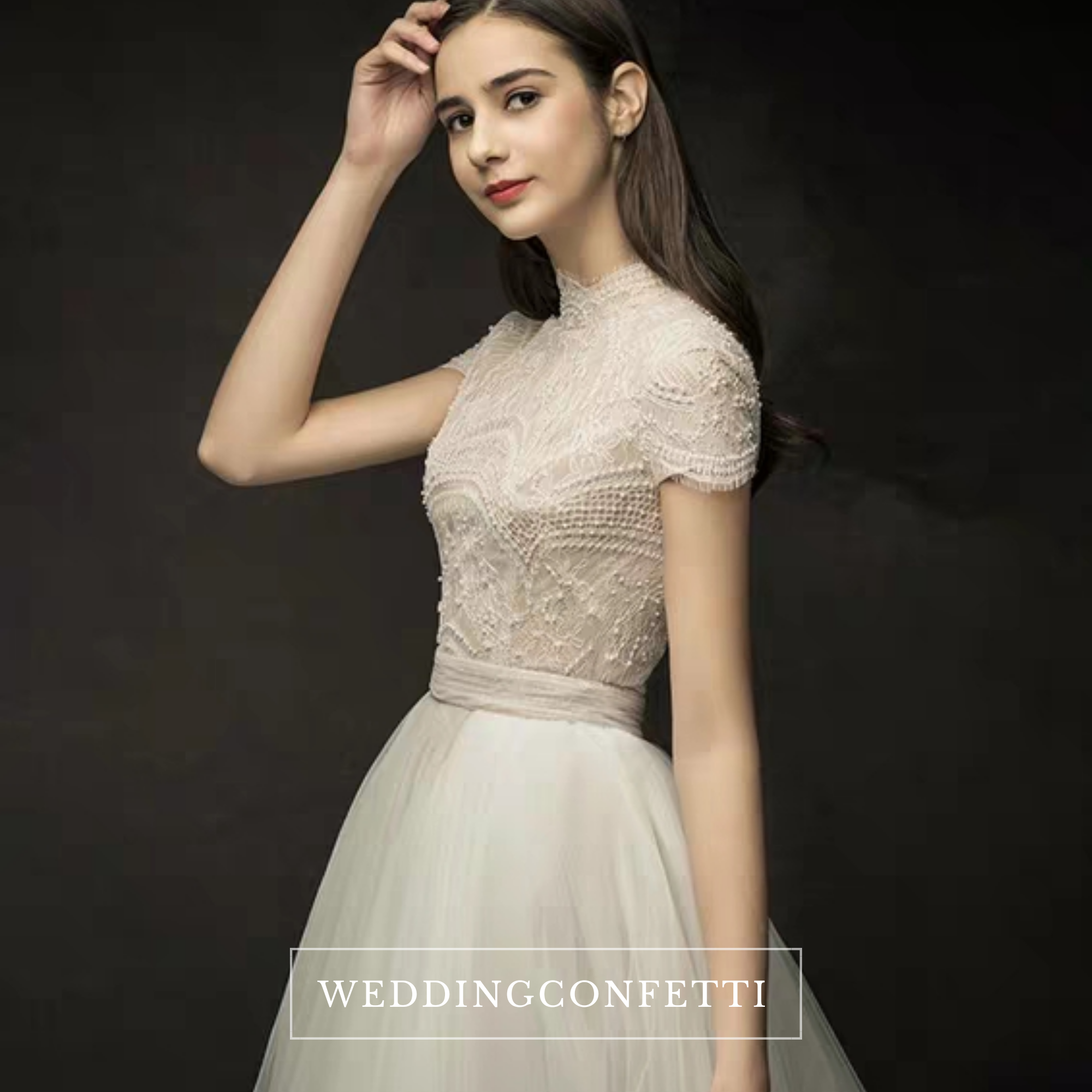 The Rossalie Wedding Bridal High Collar Gown