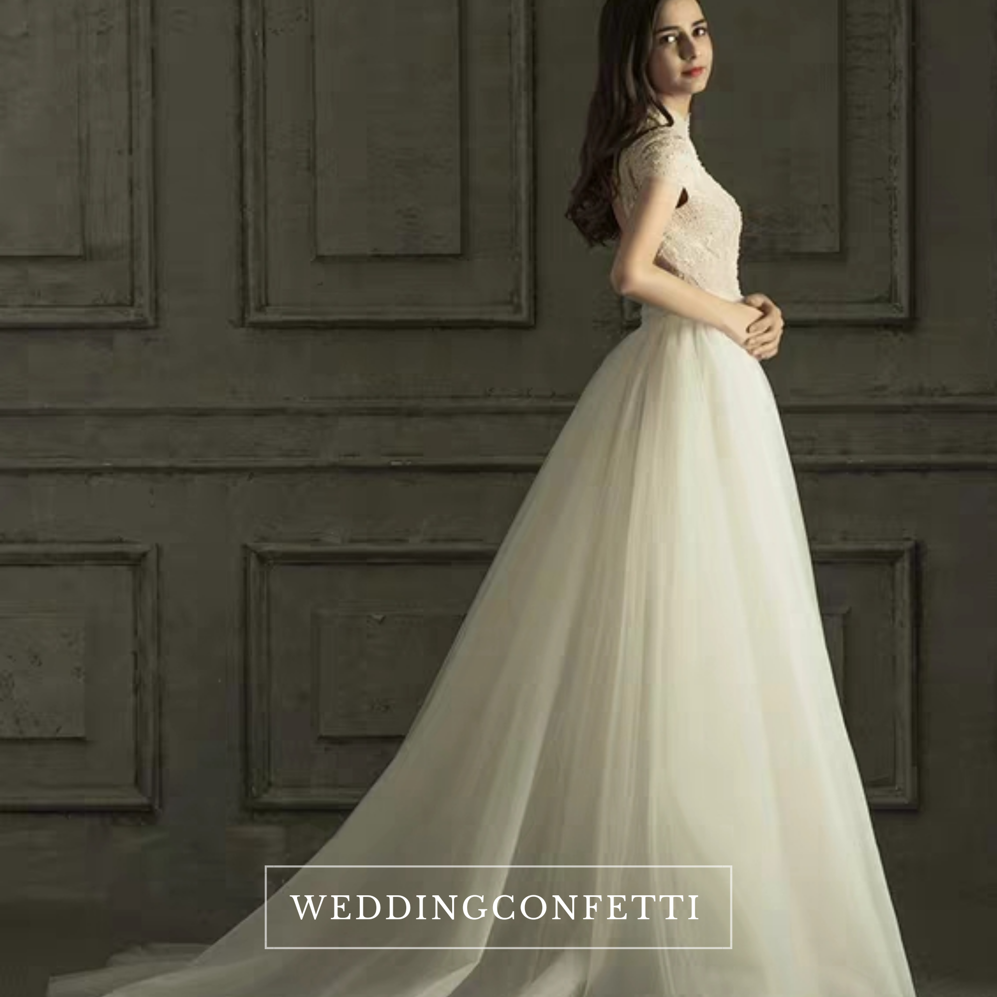 The Rossalie Wedding Bridal High Collar Gown