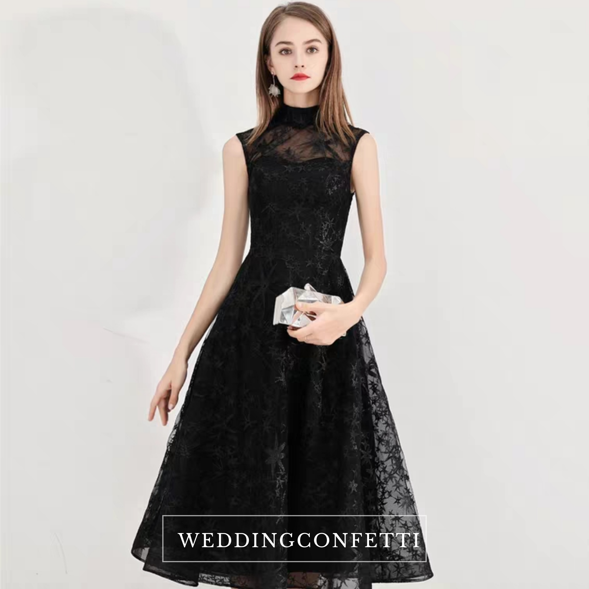The Lorelie High Collar Lace Sleeveless Dress (Available in 2 colours)
