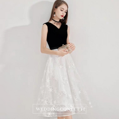 The Ixara Sleeveless White/Black Lace Gown