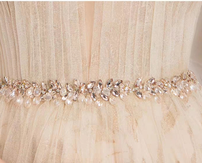 The Penelopia Champagne Halter Gown