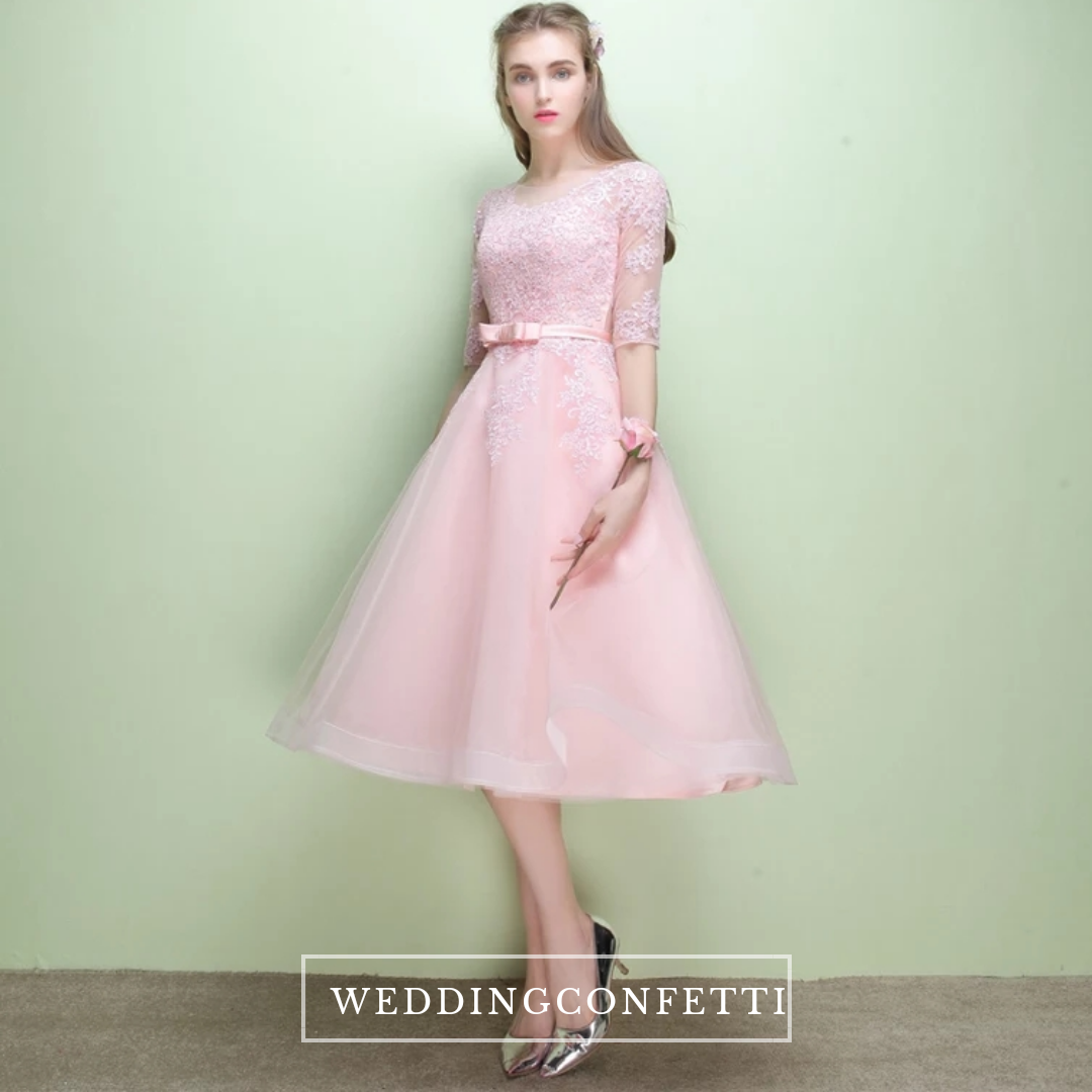 The Leanne Pink Illusion Lace Long Sleeves Dress