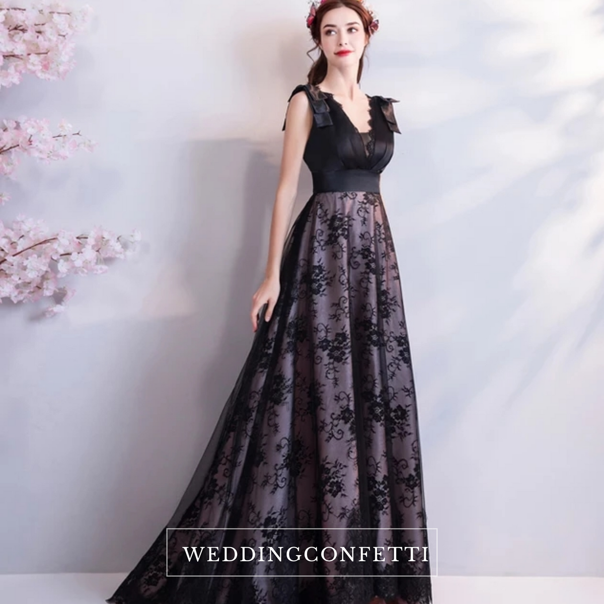 The Helena Sleeveless Black Gown