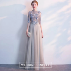Sarah Grey Long Sleeves Gown