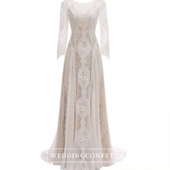 The Jaycayla Wedding Bridal Long Sleeves Chantily Lace Dress Gown