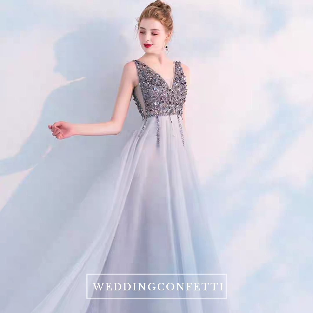 The Sophiela Glittery Sleeveless Grey Sequins Gown (Available in 2 colours)