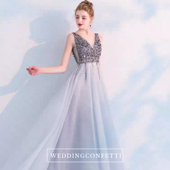 The Sophiela Glittery Sleeveless Grey Sequins Gown (Available in 2 colours)