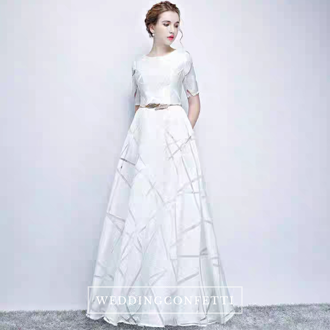 The Eliza White / Grey Long Sleeves Dress
