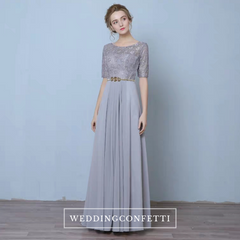 The Myra White / Red / Grey / Black / Champagne Long Sleeves Lace Evening Gown