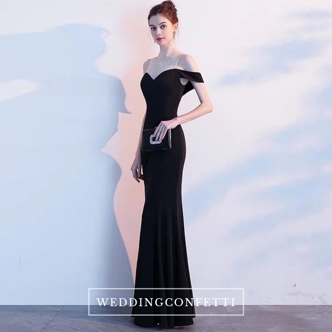 The Tiffanie Black Off Shoulder Gown