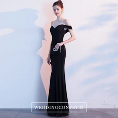 The Tiffanie Black Off Shoulder Gown