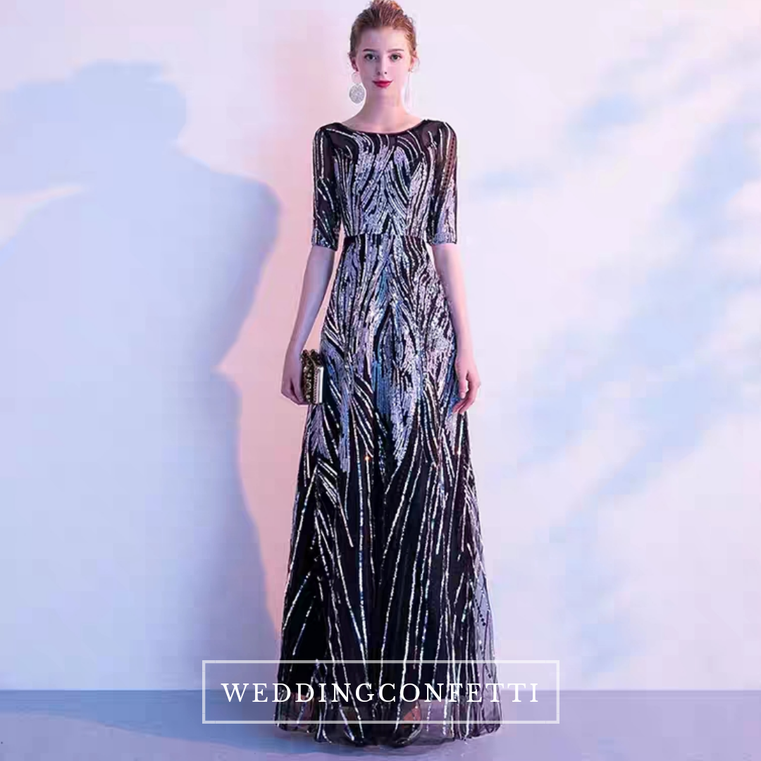 The Ariel Black Long Sleeves Gown