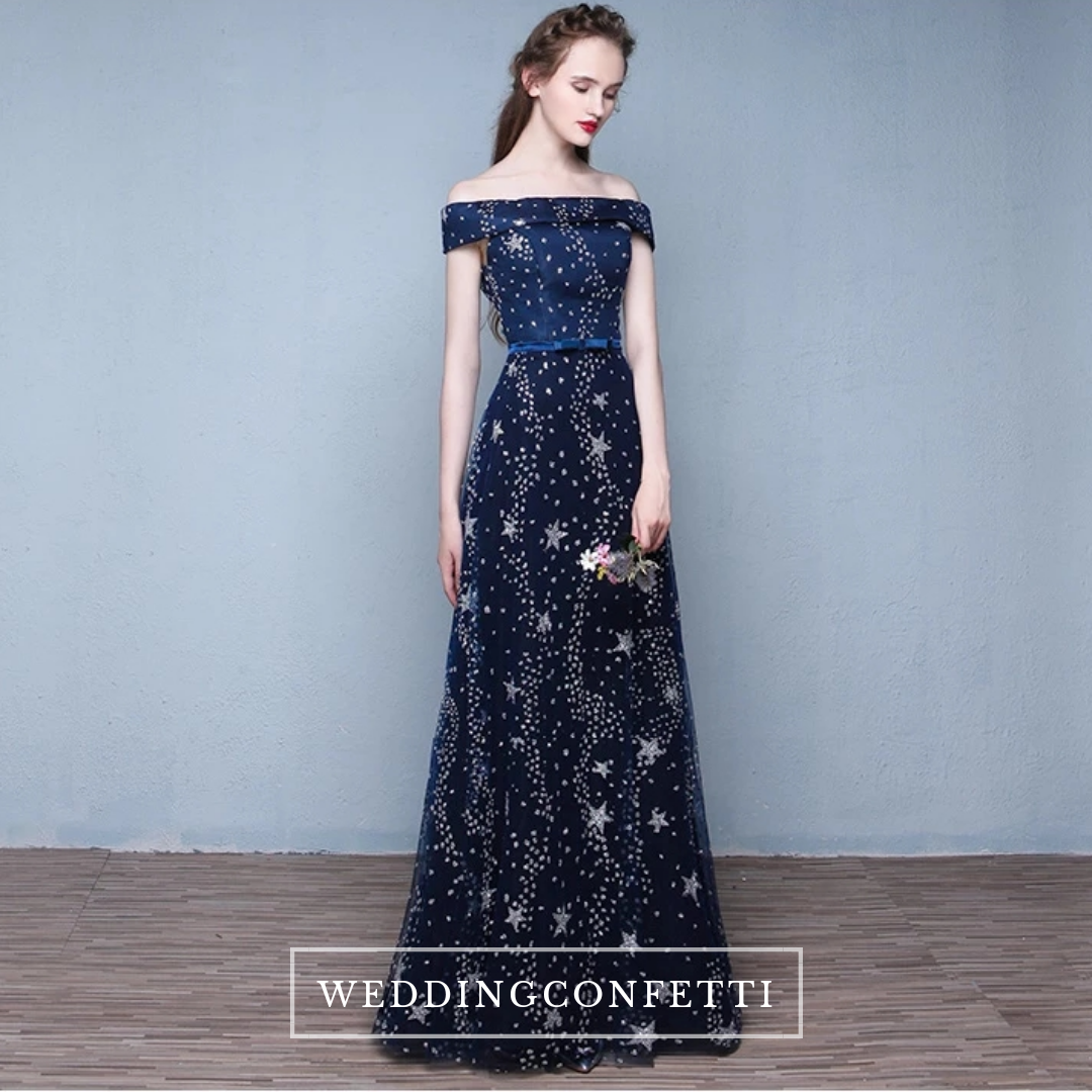 The Cassiopeia Off Shoulder Blue Gown