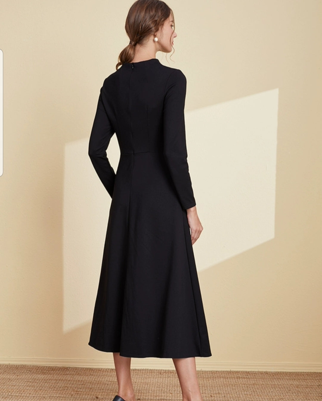 The Linda Black Short/Long Sleeves Dress