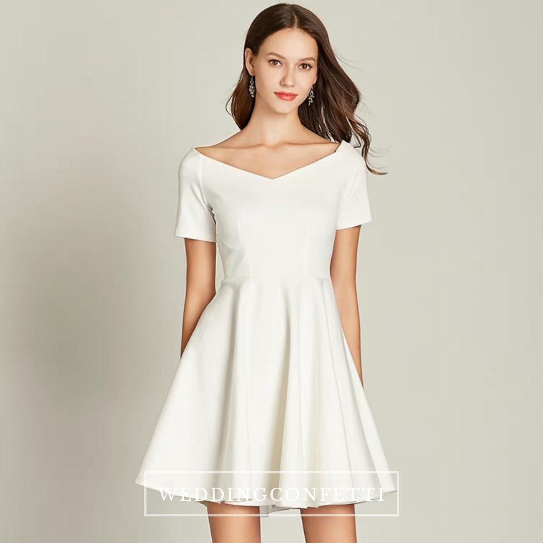 The Vichy Off White Off Shoulder Short Dress