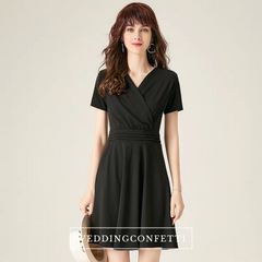 The Vanesse Black Short Sleeves Dress