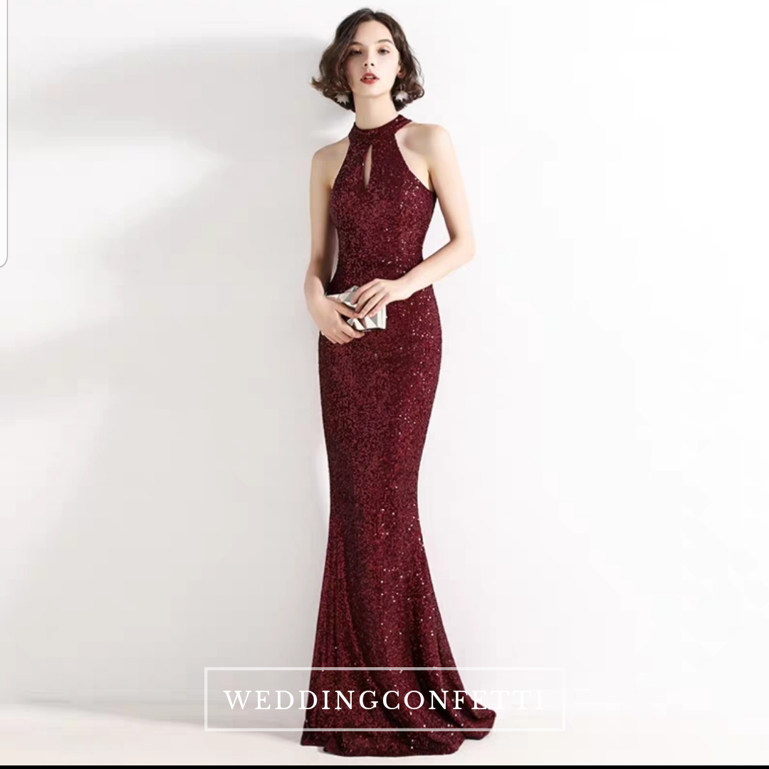 The Lilian Gold Sequined Halter Gown (Available in 2 colours)
