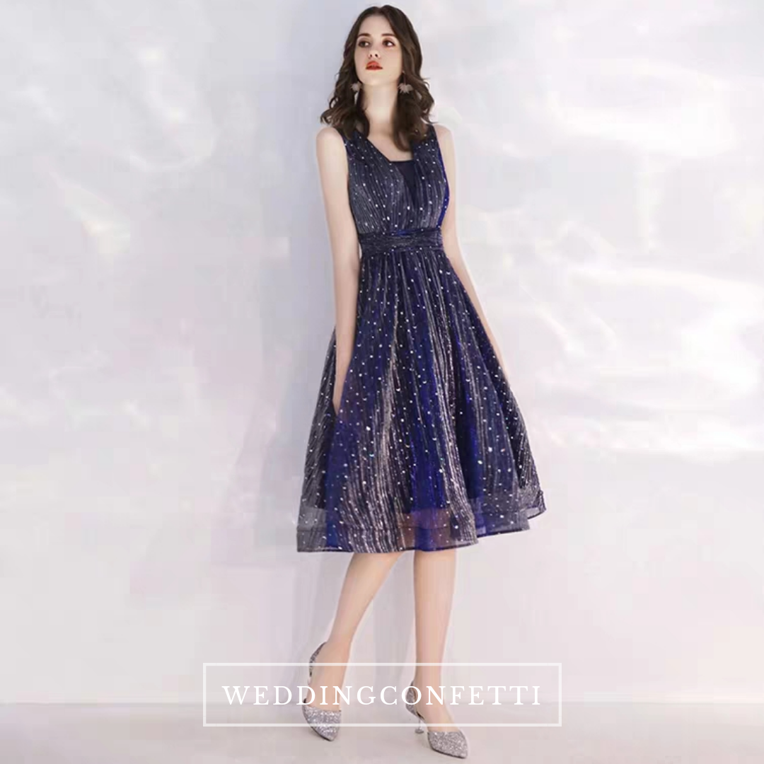 The Aubrey Blue Sequined Sleeveless Dress