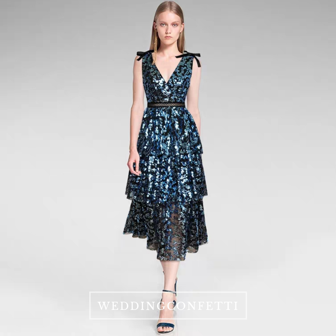 The Makayla Sequined Blue Sleeveless Gown