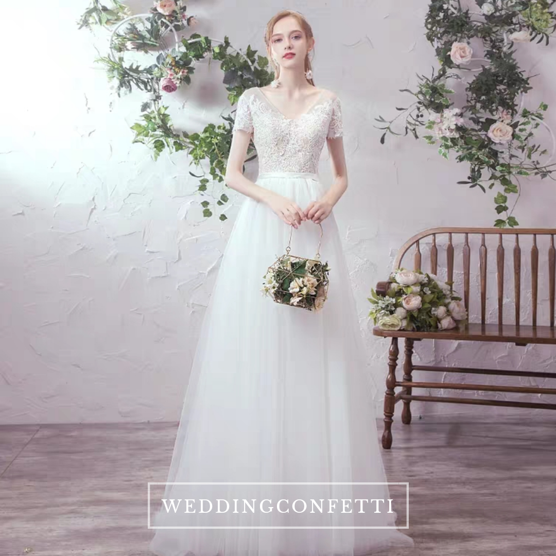 The Lowena Wedding Bridal Short Sleeve Gown
